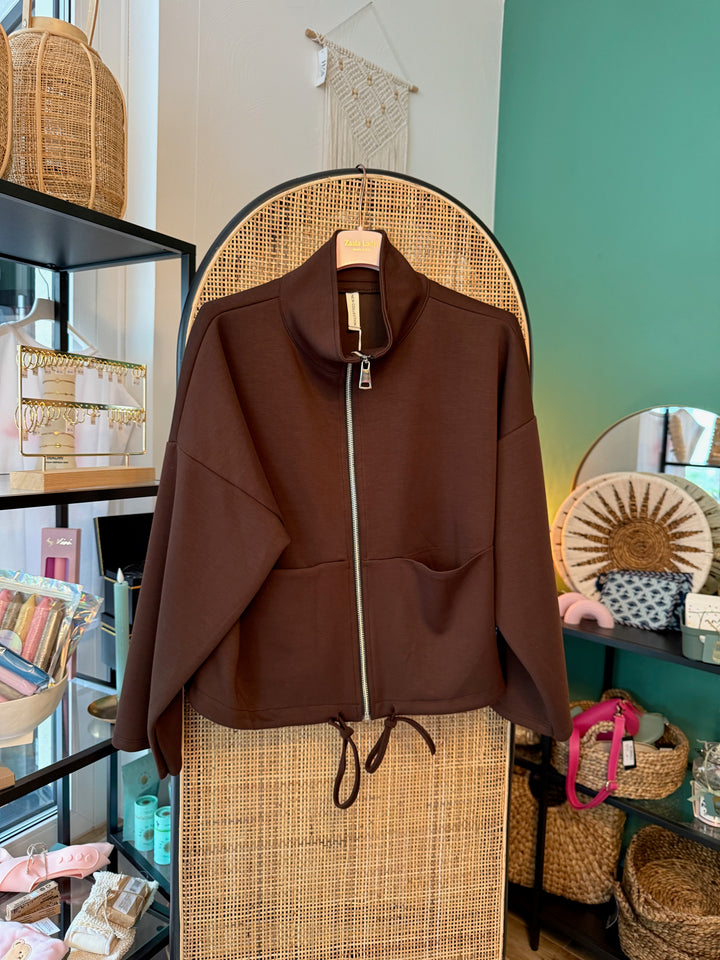 Jacke / Trainingsjacke - dunkelbraun