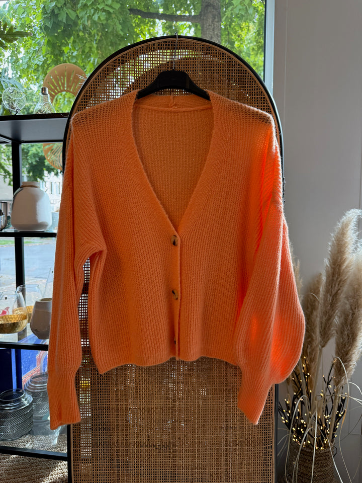 Cardigan / Strickjacke - apricot-peach / große Knöpfe