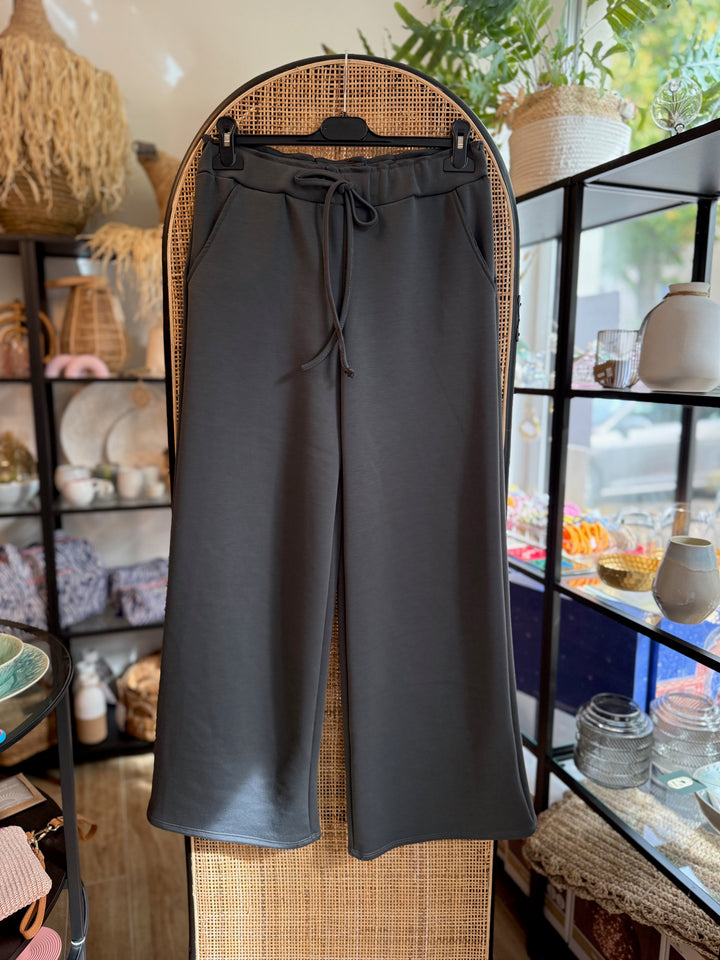 Hose - anthrazit - weites Bein, Gummibund