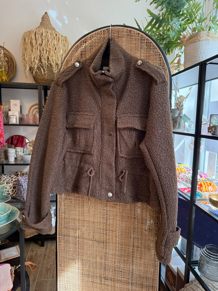 Jacke - Military-Style - Teddy - braun