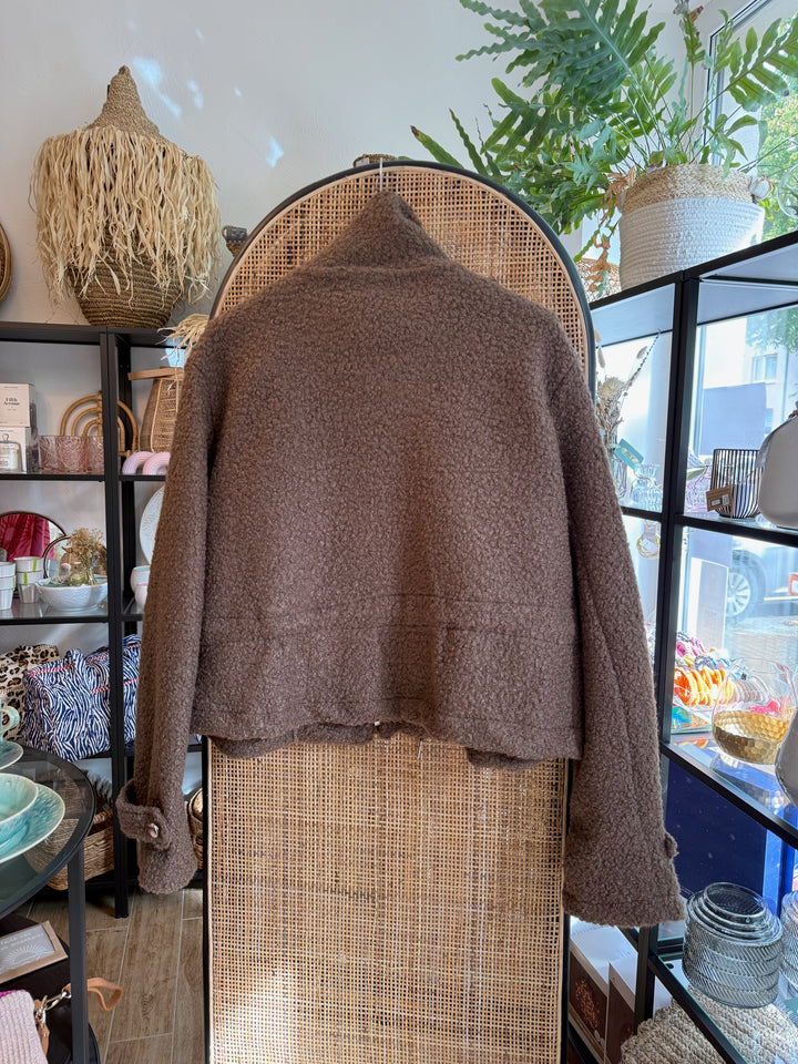 Jacke - Military-Style - Teddy - braun