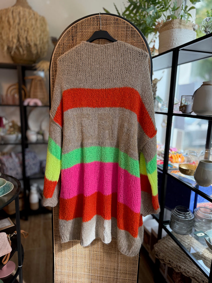 Cardigan / Strickjacke PEACE - beige / neon