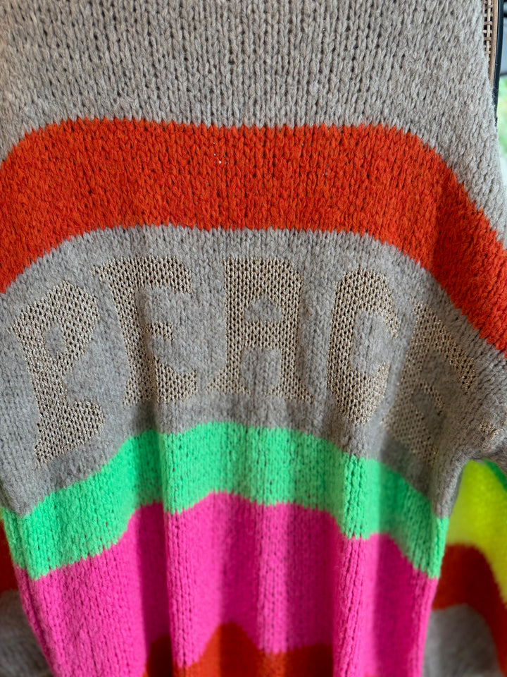 Cardigan / Strickjacke PEACE - beige / neon