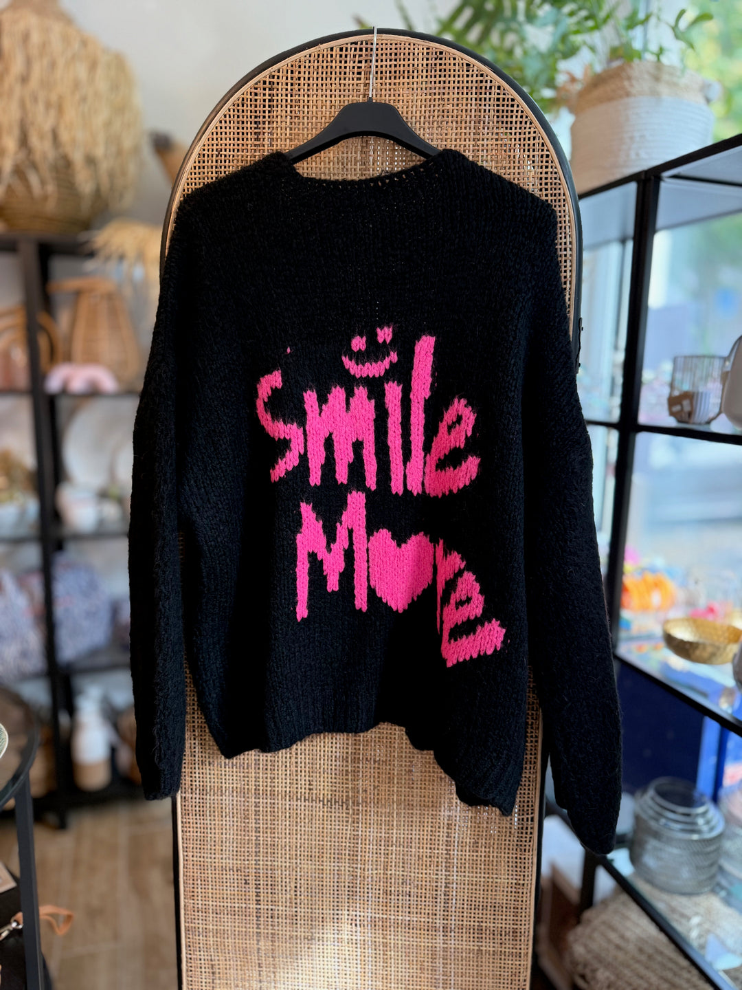 Cardigan / Strickjacke SMILE MORE - schwarz neonpink