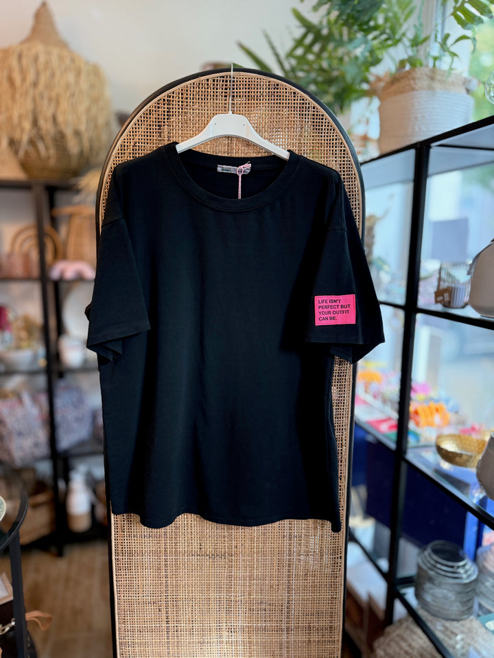 Shirt - schwarz - Statement Patch Neon Ärmel