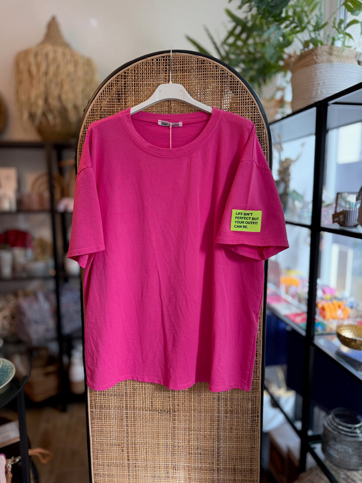 Shirt - pink - Statement Patch Neon Ärmel