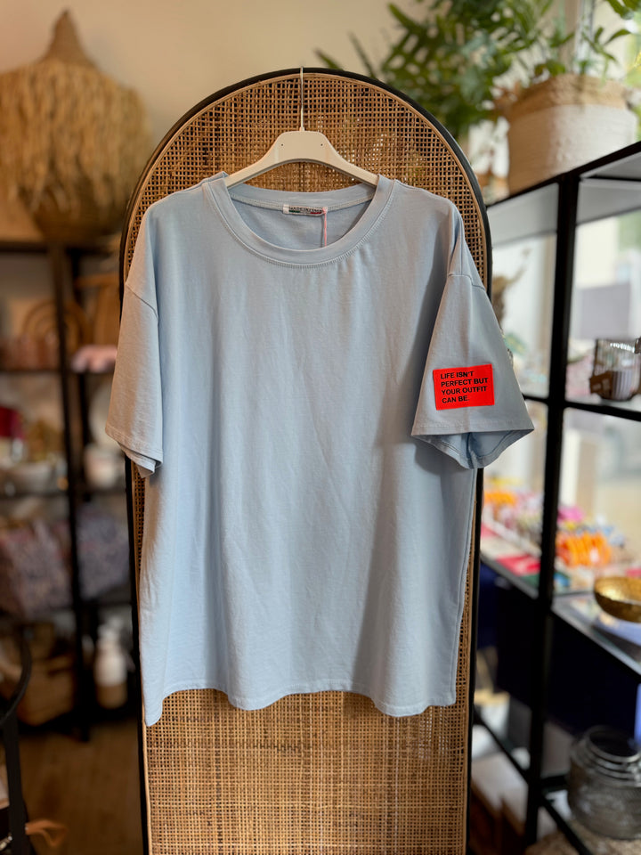 Shirt - hellblau - Statement Patch Neon Ärmel