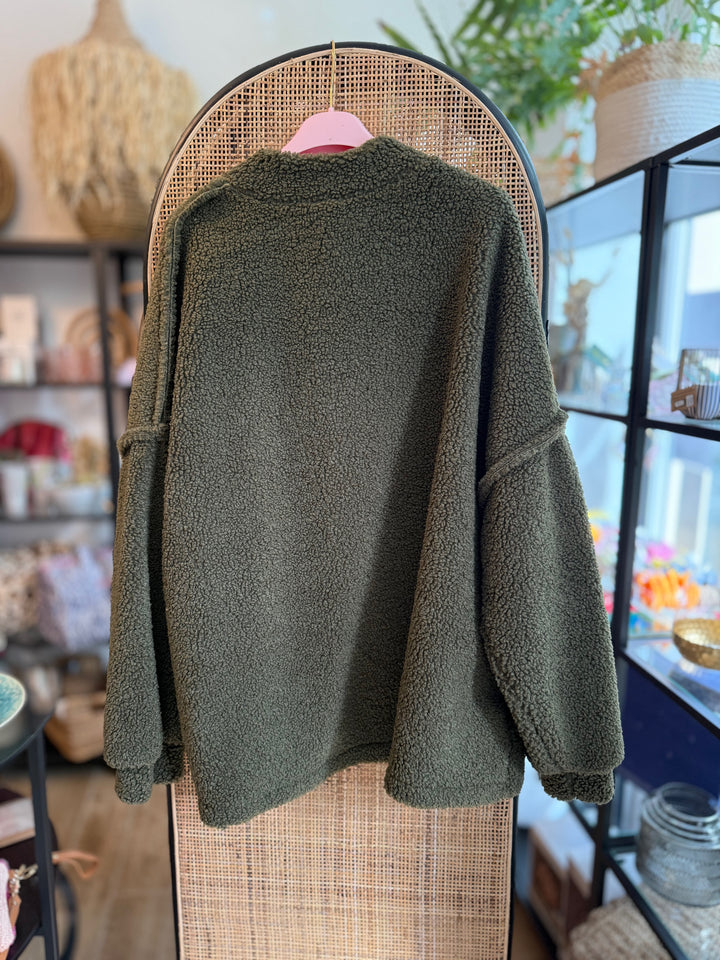 Jacke - Teddy - Leo-Herz - oliv