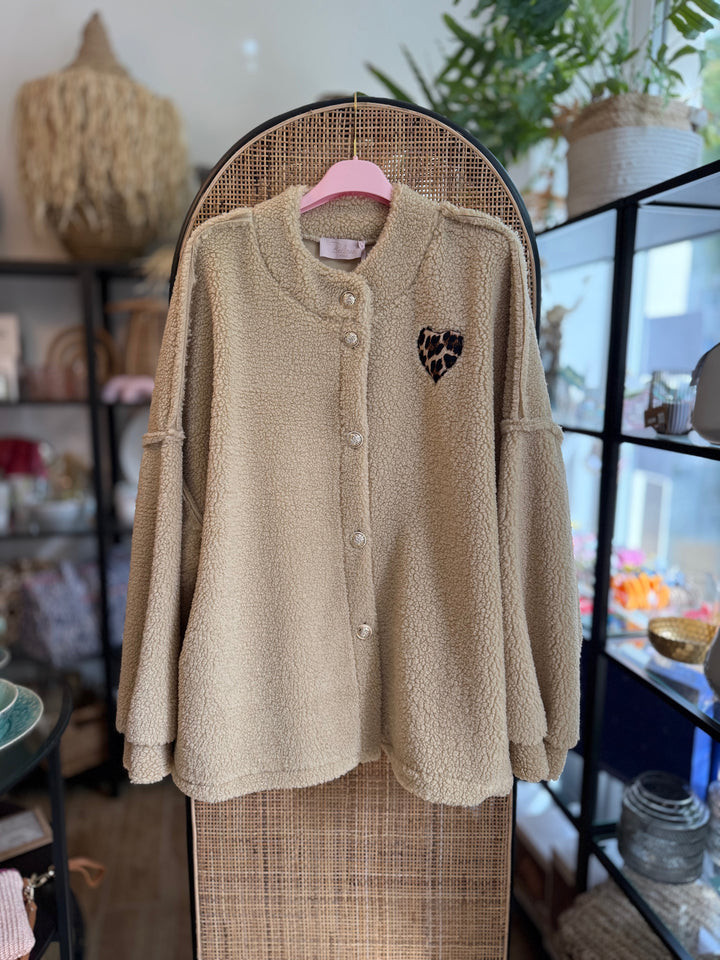 Jacke - Teddy - Leo-Herz - hellbraun
