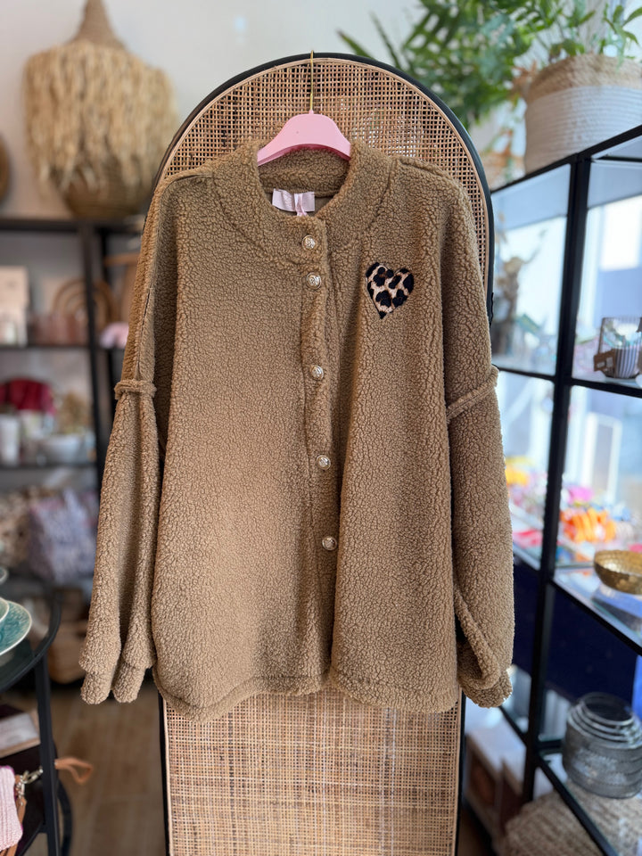 Jacke - Teddy - Leo-Herz - braun