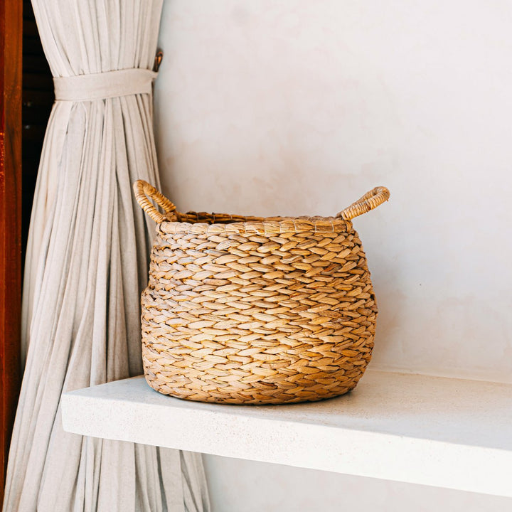 Boho Aufbewahrungskorb mit Griffen CITRA - geräumiger Dekokorb - Pflanzkorb - handgeflochtener Wäschekorb