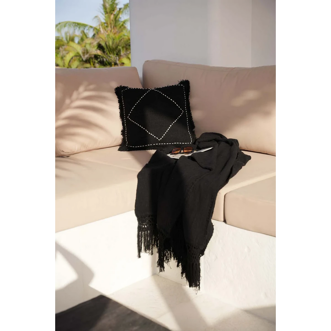 Der "The Gypsy" Bettüberwurf - Schwarz - Baumwolldecke im Bohostil