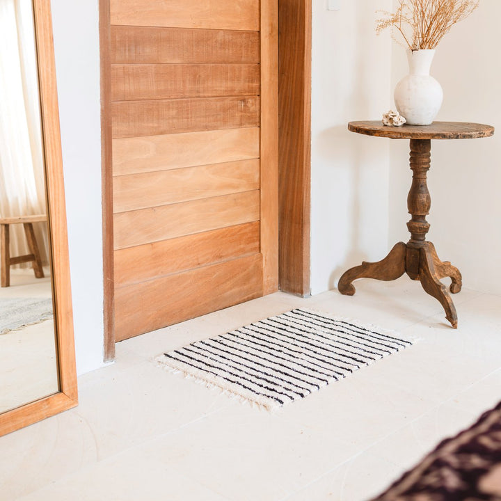 Baumwollteppich UNTUK – handgewebter Boho Läufer – Bettvorleger