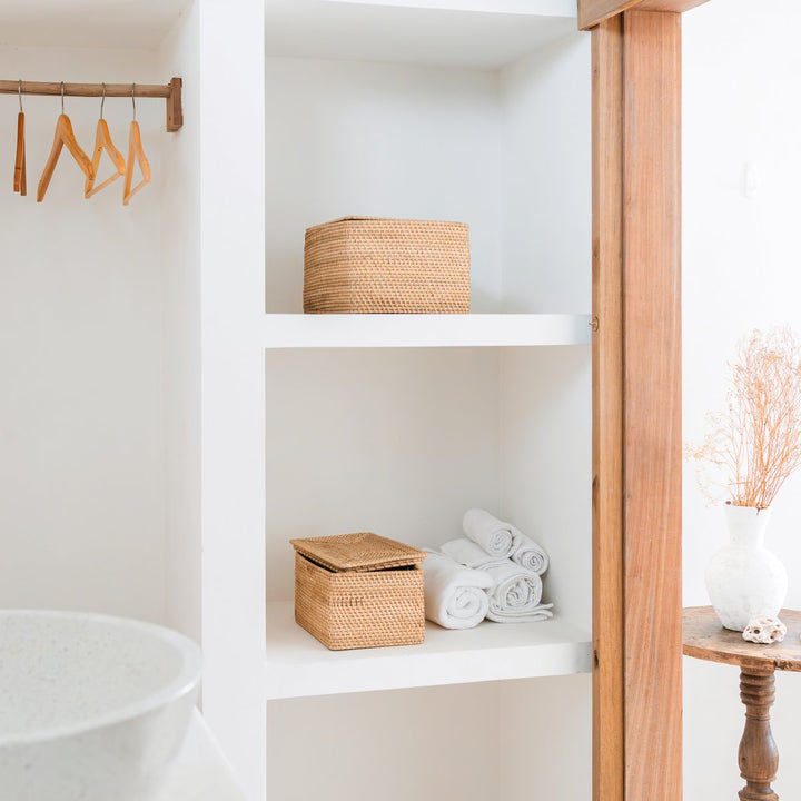 Regalkorb mit Deckel GRAHA - Aufbewahrungskorb – Boho Dekokorb