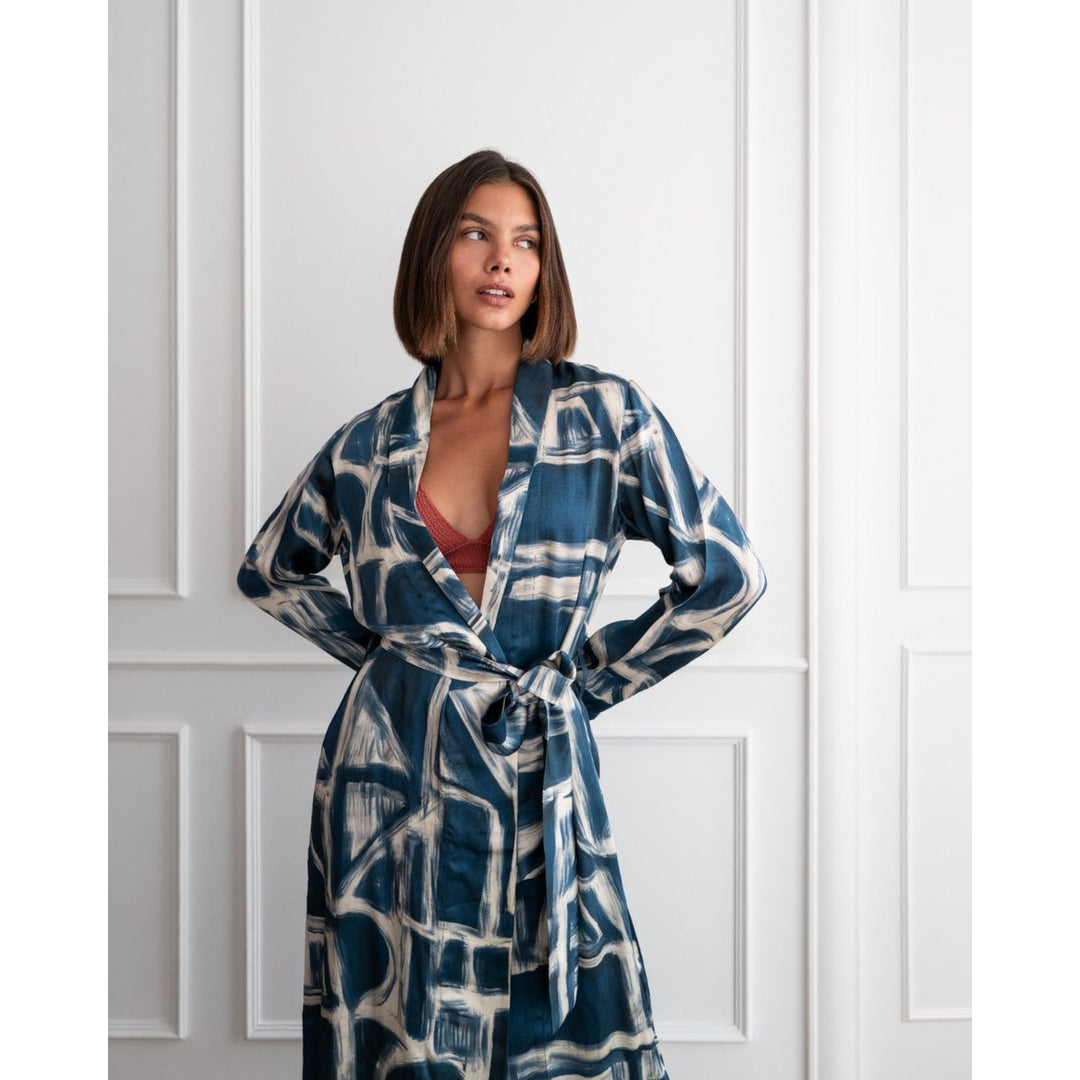 Kimono GREEK - blau-weiß - XS/S