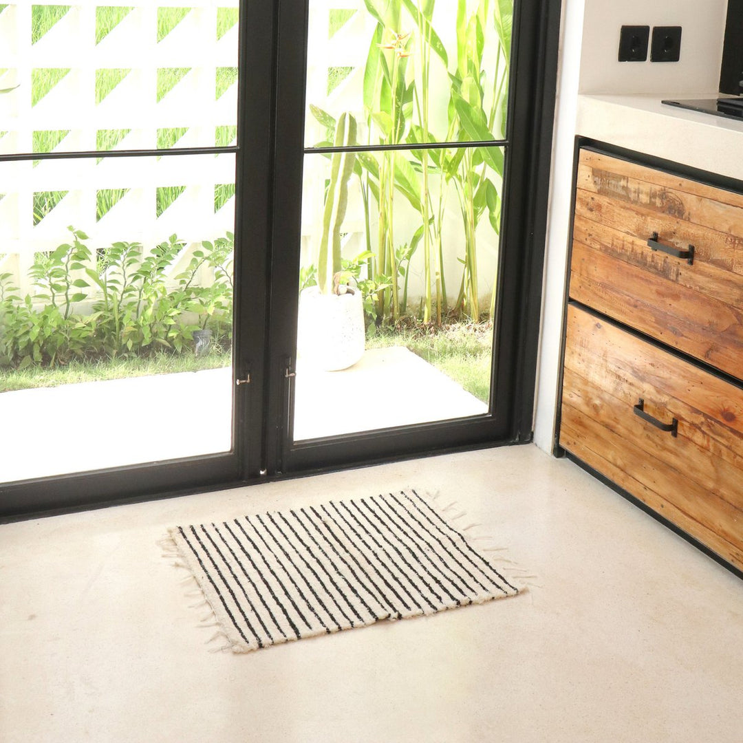 Baumwollteppich UNTUK – handgewebter Boho Läufer – Bettvorleger