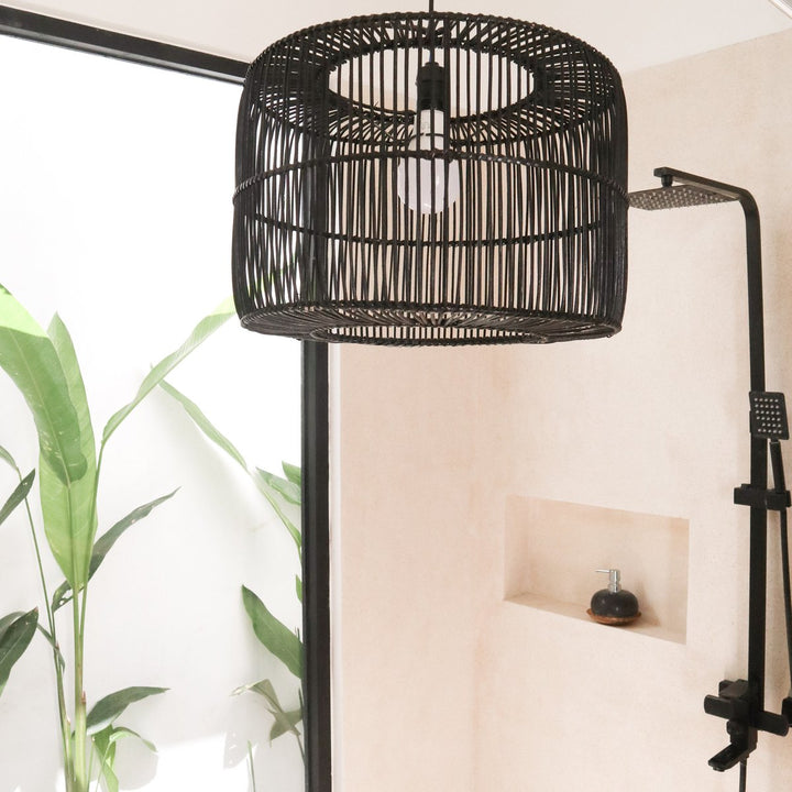 Boho Lampenschirm LIKU – Handgefertigter Rattan-Deckenlampenanhänger aus Naturfasern