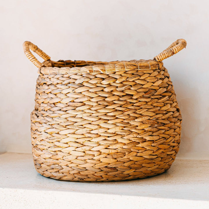 Boho Aufbewahrungskorb mit Griffen CITRA - geräumiger Dekokorb - Pflanzkorb - handgeflochtener Wäschekorb