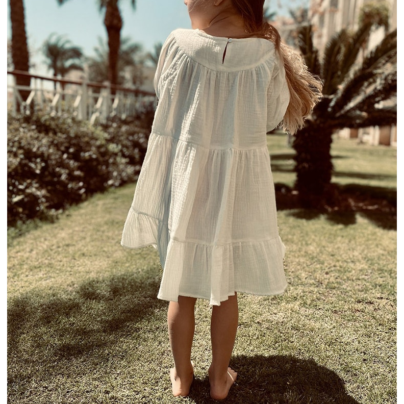 Bio‑Musselin Kleid mit Rüschen