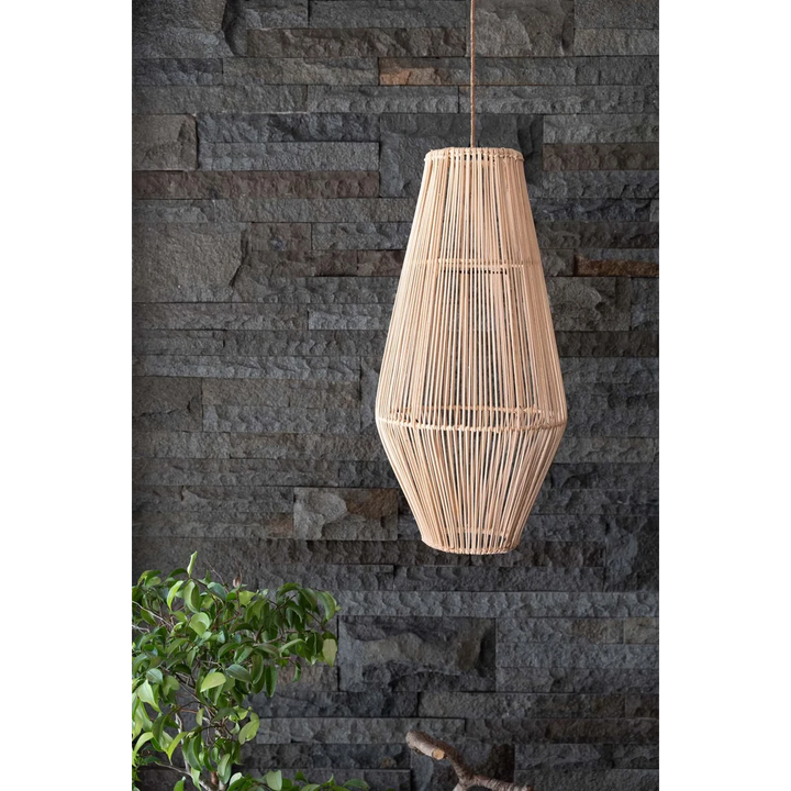 Der "Afrodisiac" Anhänger - Natur - M - Boho Lampenschirm aus Rattan