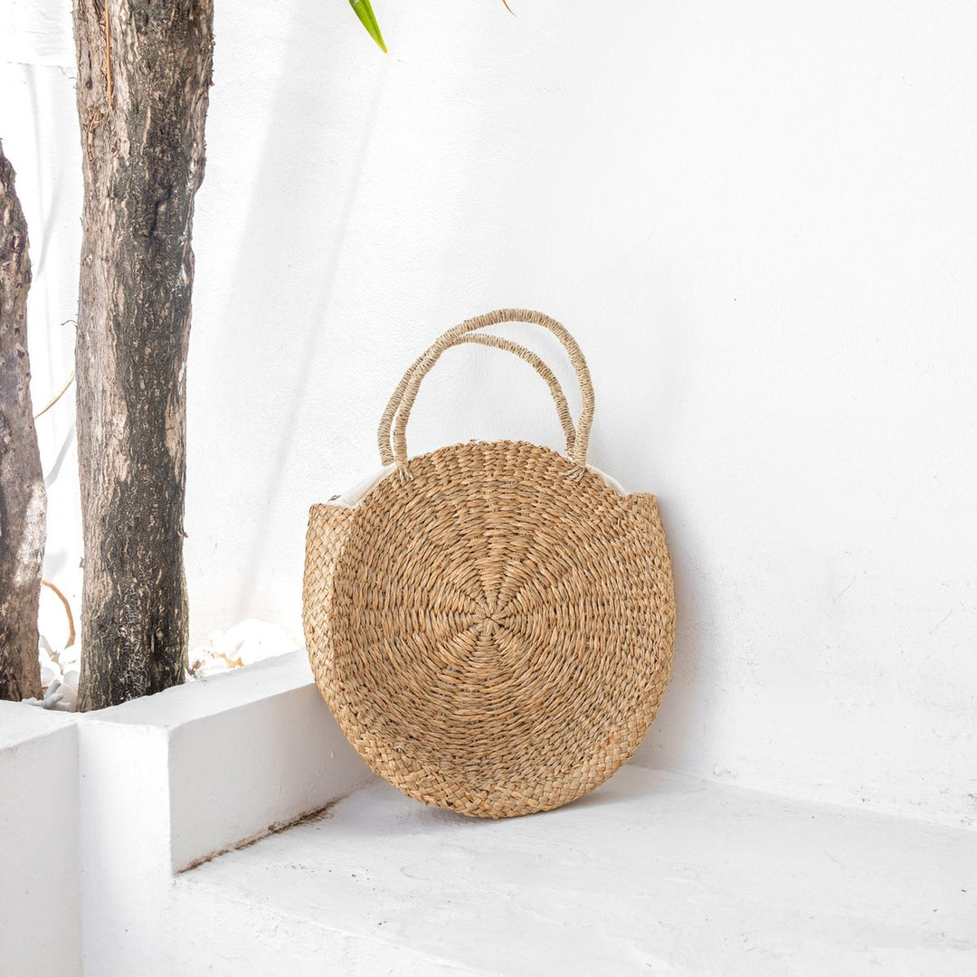 Handtasche MENARA - Strandtasche - Einkaufstasche – Handgewebte Boho-Bag im natürlichen Stil