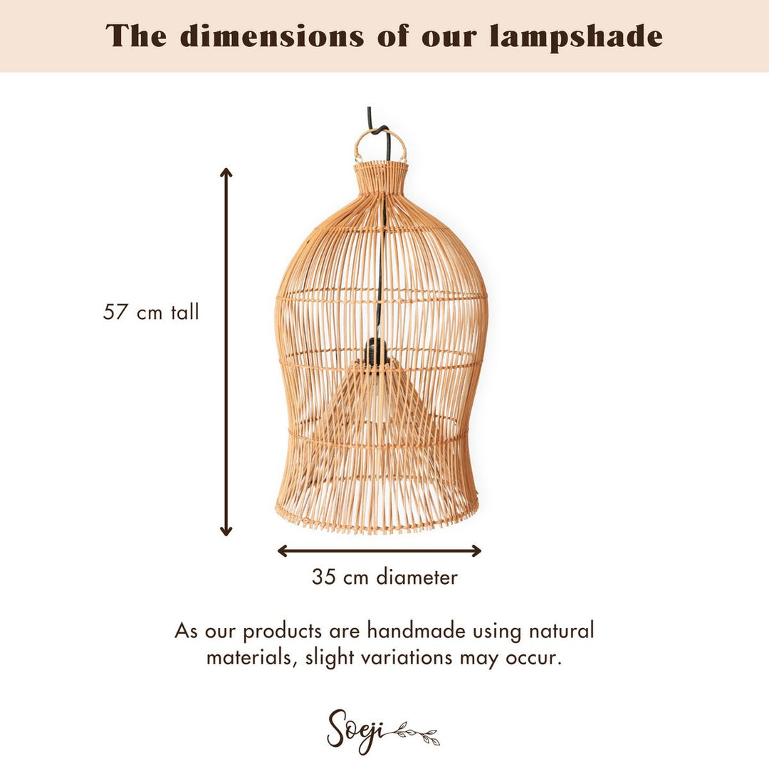 Handgefertigter Rattan-Lampenschirm MAHARA – Boho Deckenlampe