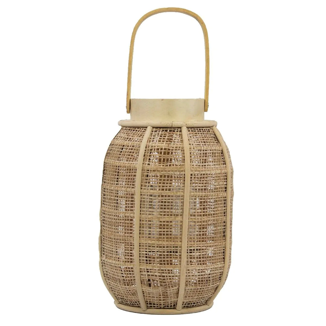 Laterne Bananenblatt Mesh 34 cm – Handgefertigte Boho-Laterne für Kerzen