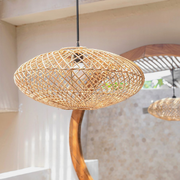 Lampenschirm ARANA - Boho Deko Lampe aus Rattan geflochten