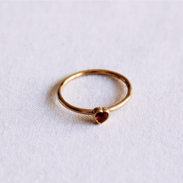 Ring - Mini HEART Kristall - Gold/Rot