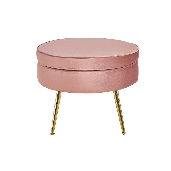 Hocker ARIELLE - Sitzpouf - Rund Samt Rose
