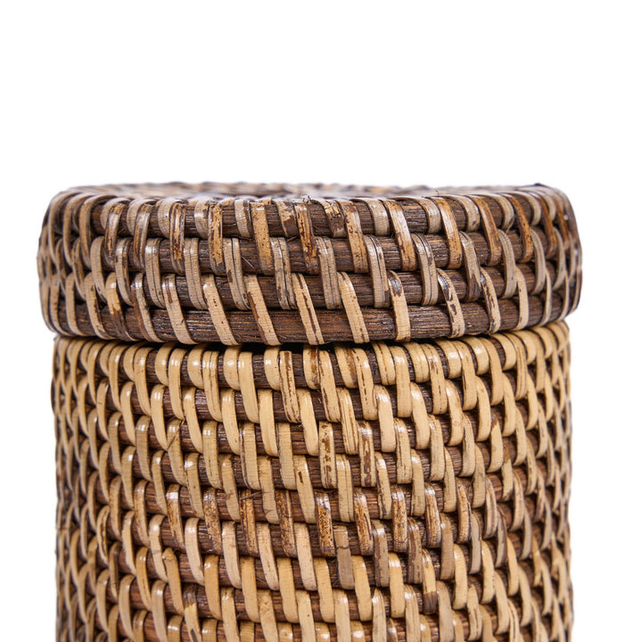 RATTAN Korbdose - Aufbewahrungskorb mit Deckel