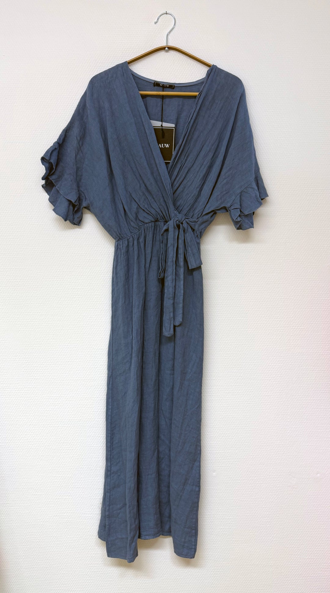 Maxikleid - Wickeloptik - rauchblau