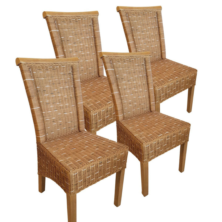 Esszimmer Stühle PERTH - Korbstühle - Rattan - 4er-Set Capuccino