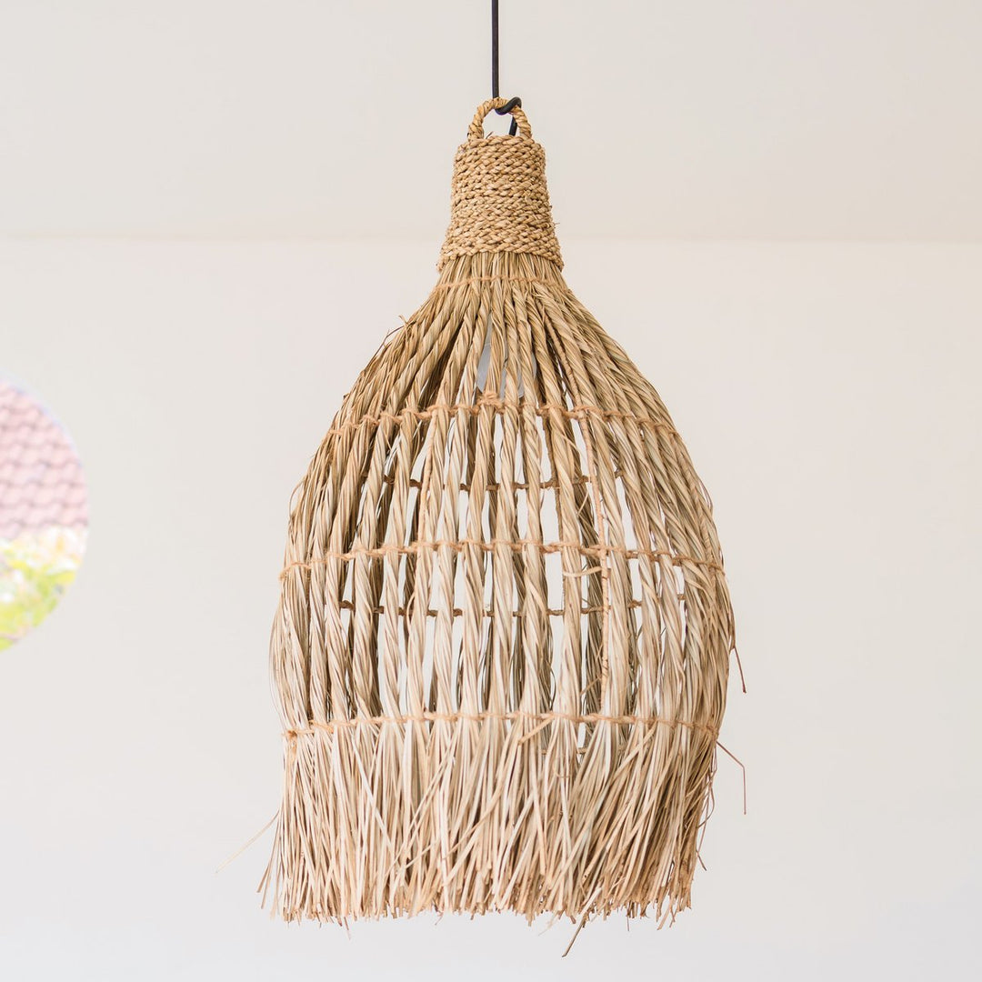 große Boho Deckenleuchte LAMPUNG - Lampenschirm aus Seegras - Pendelleuchte - Hängelampe