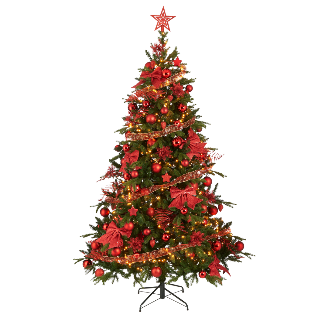 Weihnachtsbaum Dekorationsset - 100 Stück - Kuststoff - Rot