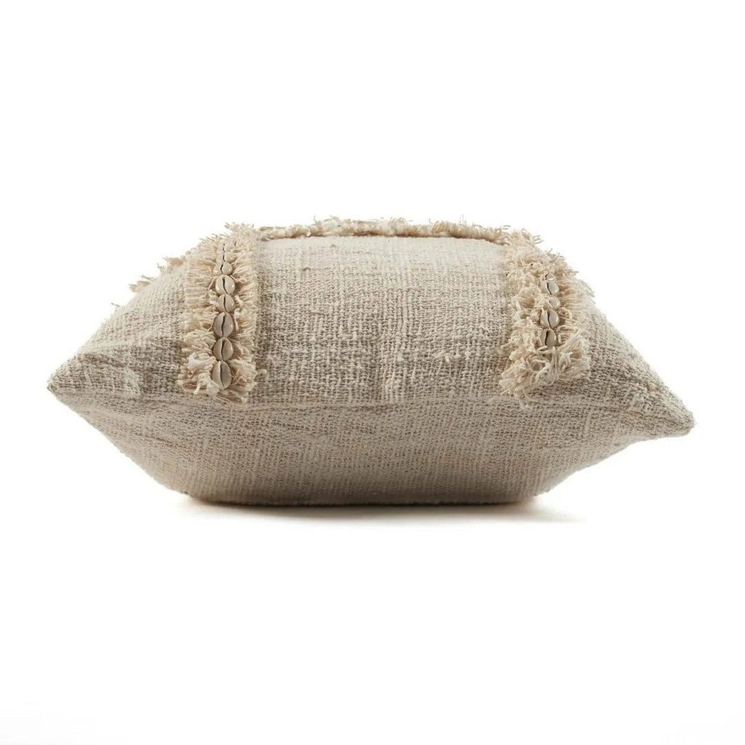 NOMAD Baumwoll Kissenbezug mit Muscheln - Baumwolle Natur 50x50