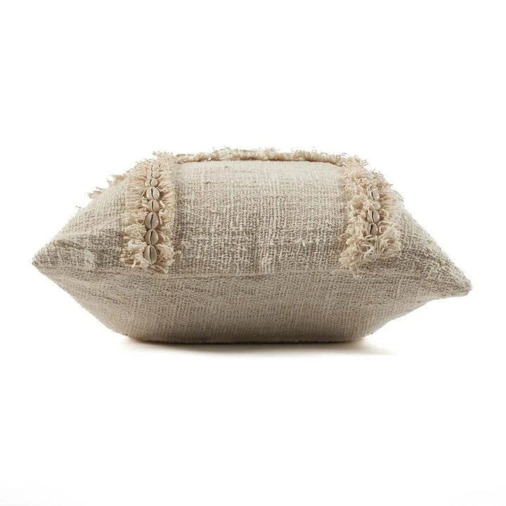 NOMAD Baumwoll Kissenbezug mit Muscheln - Baumwolle Natur 50x50