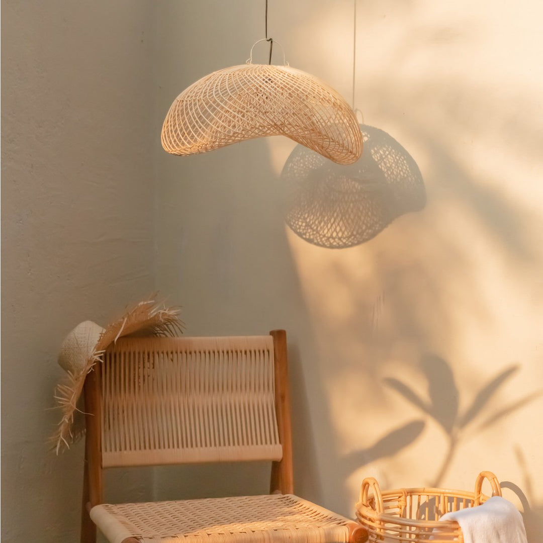 Handgefertigter Rattan-Lampenschirm PADMA - Hängelampe im Bohostil