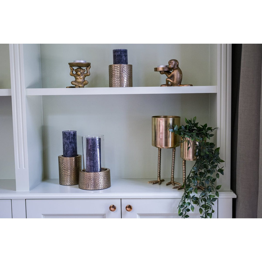 KROKO Kerzenhalter mit Glas - Messing M
