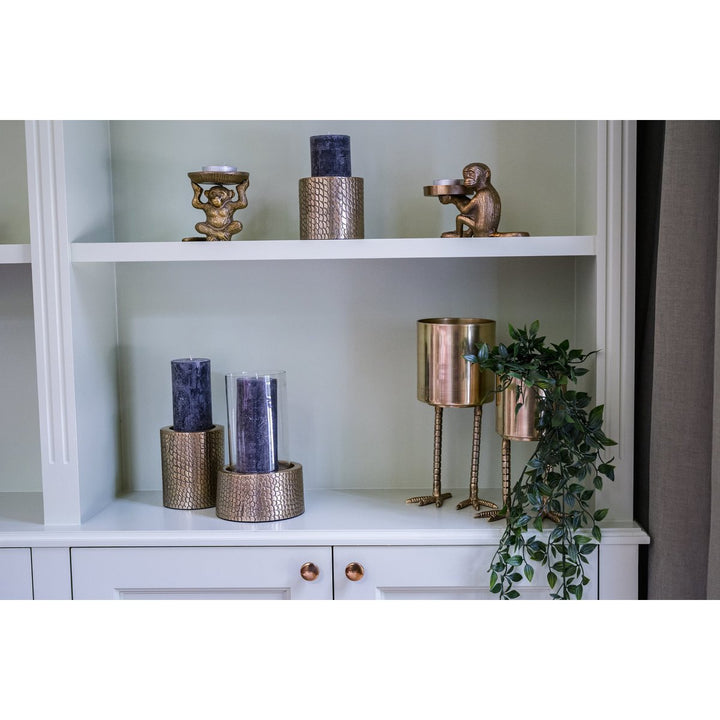 KROKO Kerzenhalter mit Glas - Messing M