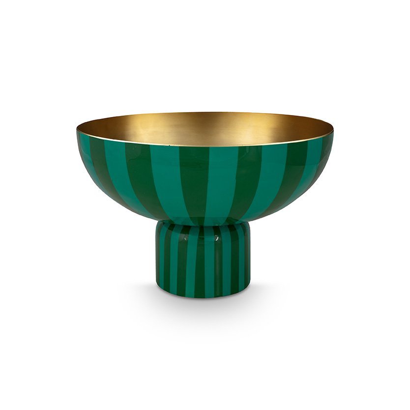 Dekoschale High Tray Metal STRIPES GREEN 30cm