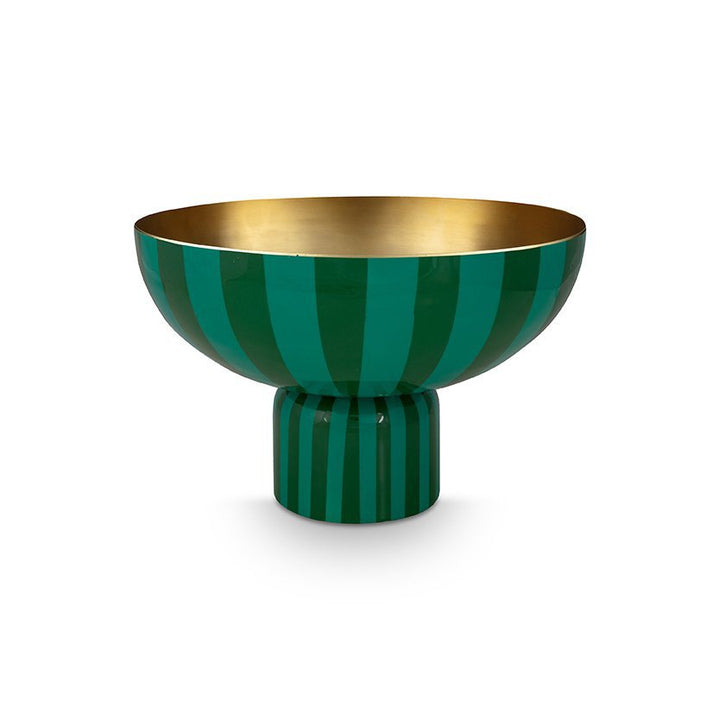 Dekoschale High Tray Metal STRIPES GREEN 30cm