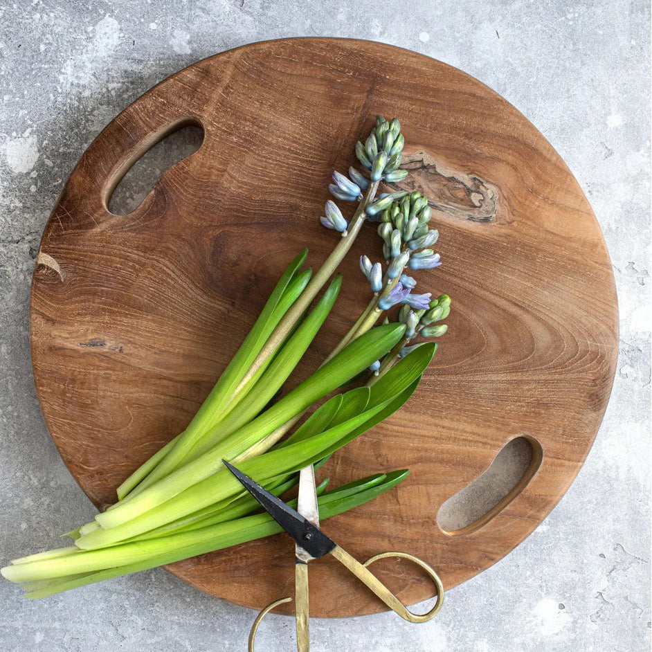 TEAK ROOT Tablett - Dekobrett - Servierplatte mit Griffen L