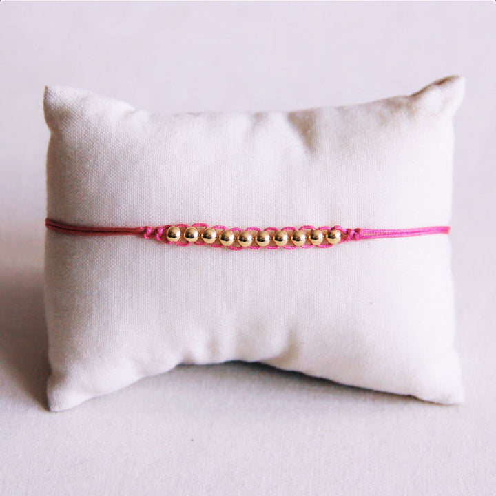 Armband - Satinband PEARLS Gold - Pink