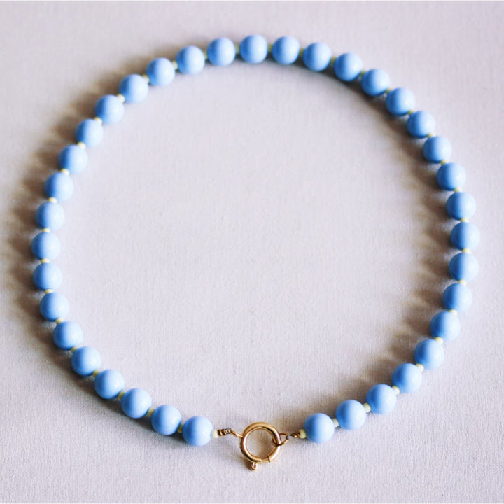 Halskette - Miyuki-Perlenkette XL - Hellblau/Gelb