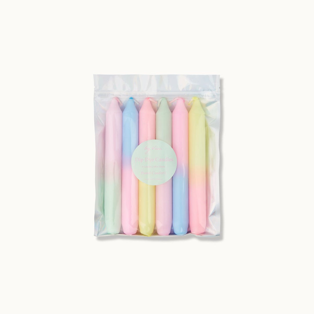 Dip Dye Kerzen 6er-Set PASTELL CONFETTI