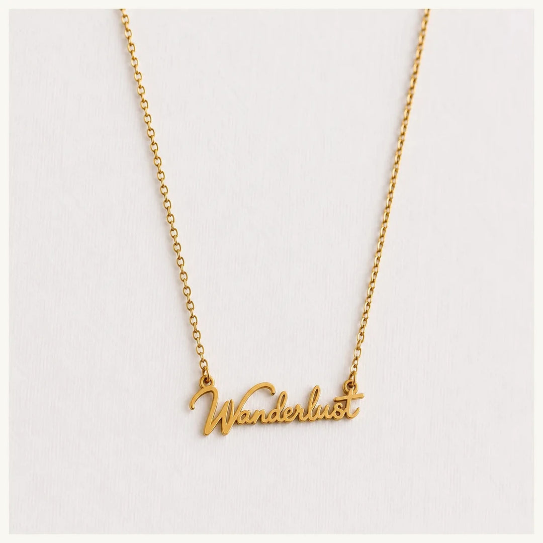 Halskette WANDERLUST - Statement Schriftzug