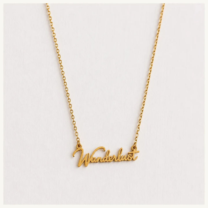 Halskette WANDERLUST - Statement Schriftzug