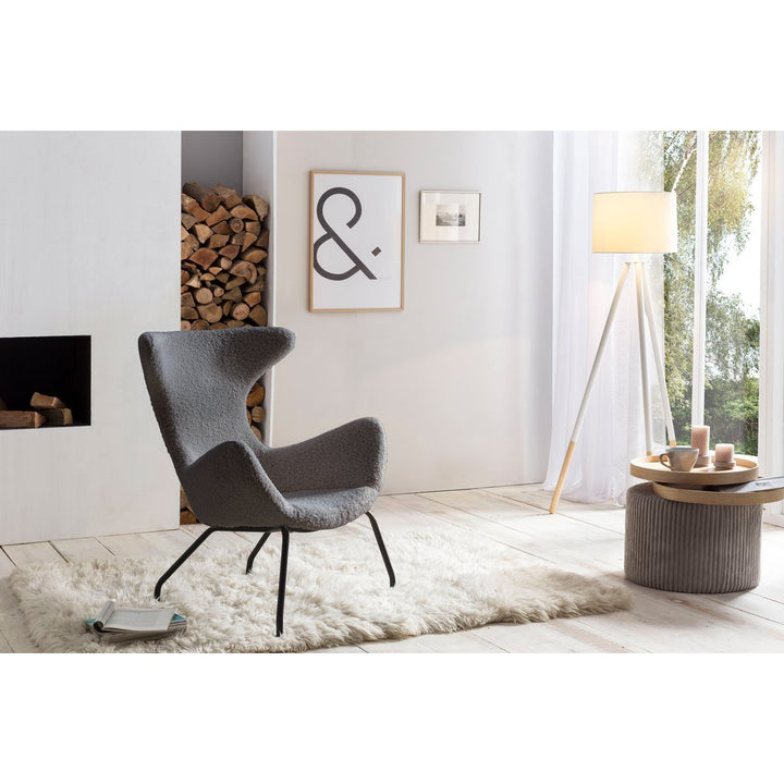 Sessel SHERPA - Relaxsessel mit Armlehnen - Teddyfell Grau