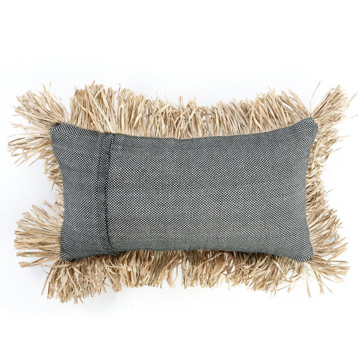 COTTON BONITA Kissenbezug - Baumwolle mit Raffia Fransen 30x50